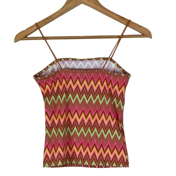 NWT Rue21 Crop Tank Top Multicolor Chevron Print Psychedelic Y2K Retro Boho - Picture 3 of 4
